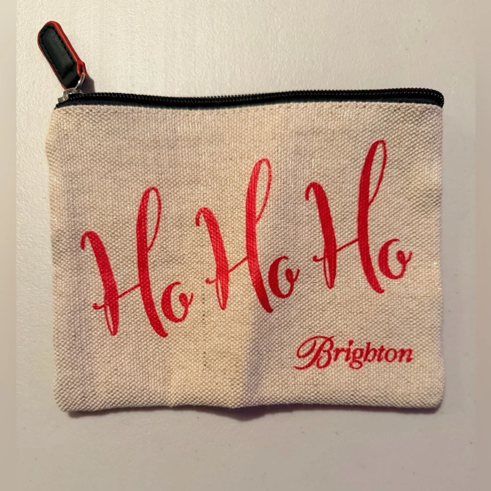 Brighton | Ho Ho Ho Sparkle Canvas Christmas Zipper Cosmetic Bag